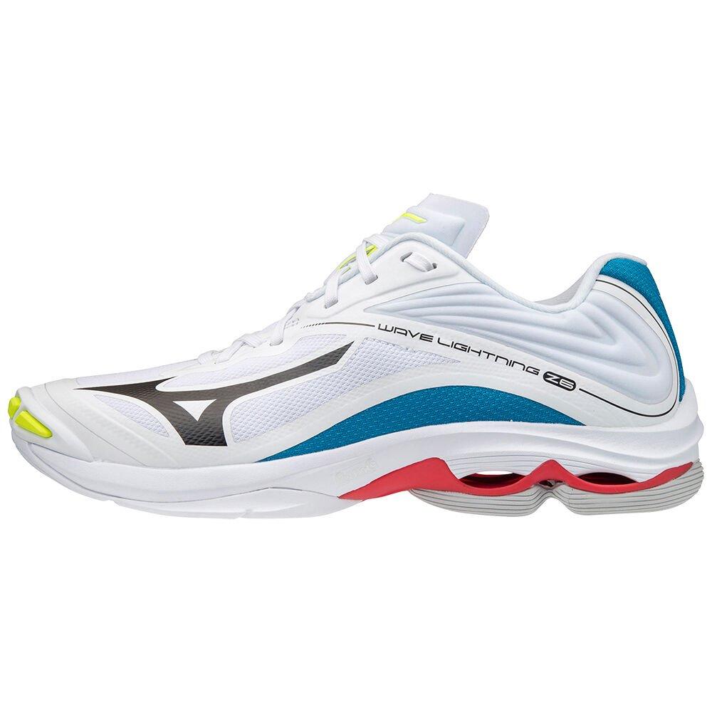 Mizuno Men's Volleyball Shoes Wave Lightning Z6 White/Black/Blue - UKWEBXI-26